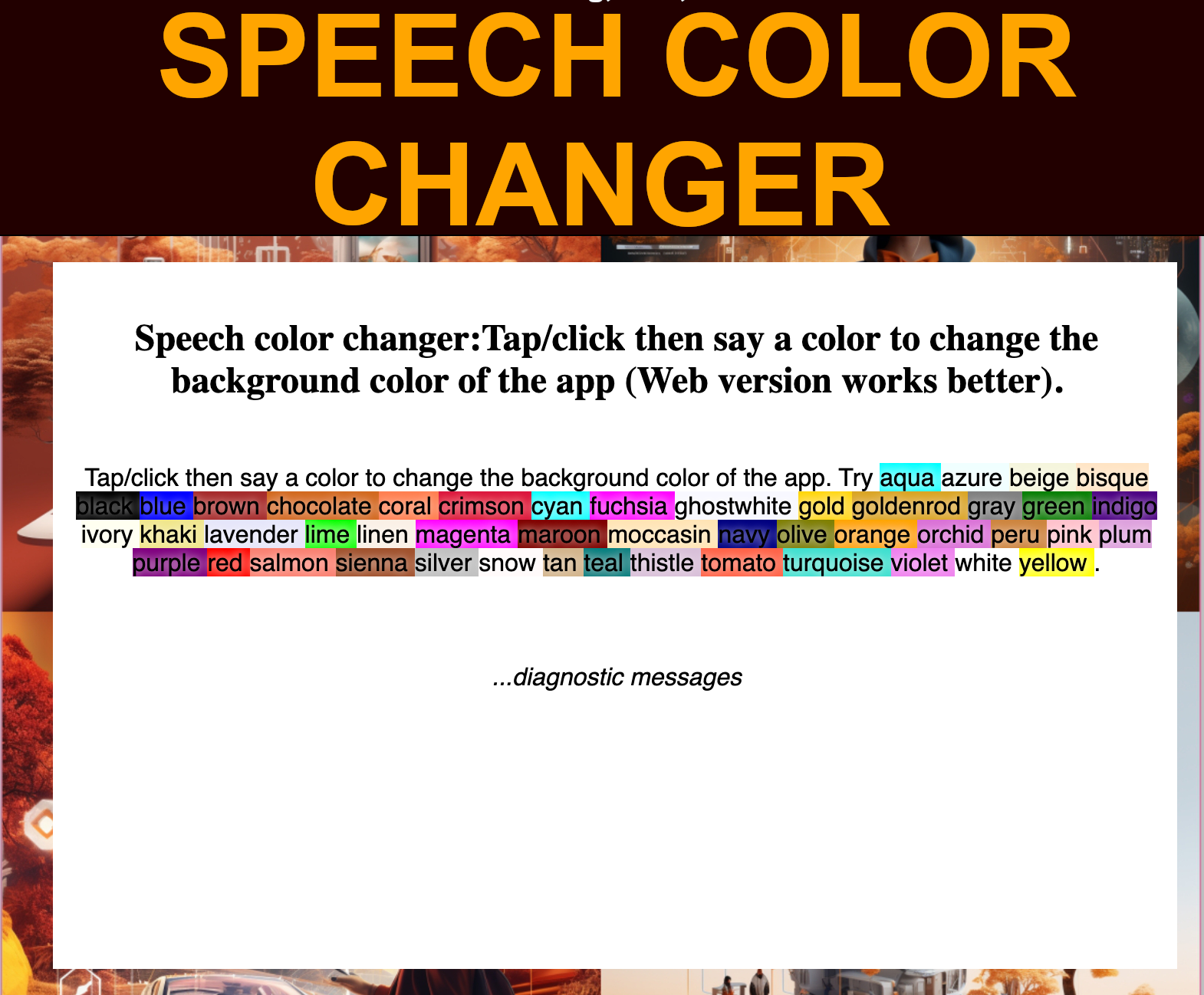 Speech Color Changer: Say the color to change the background