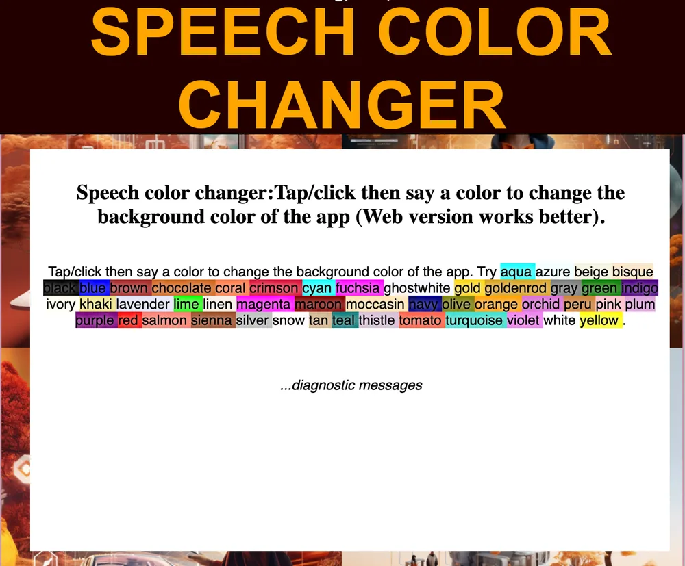 Speech Color Changer: Say the color to change the background
